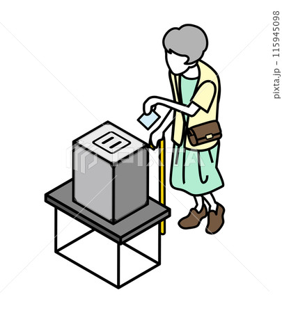 投票するシニア女性　アイソメトリック 115945098