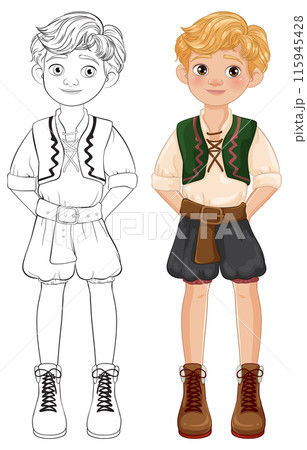 Traditional Boy Character Illustration Traditional Boy Character Illustration 115945428