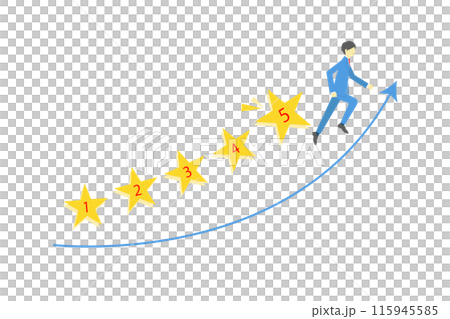 星の評価とジャンプするビジネスマン―人事評価が上がるイメージ 115945585