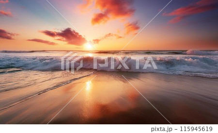 夕日とさざ波/波打ち際 夕日とさざ波/波打ち際 115945619