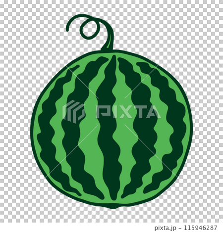 丸い西瓜のカラーイラスト 115946287