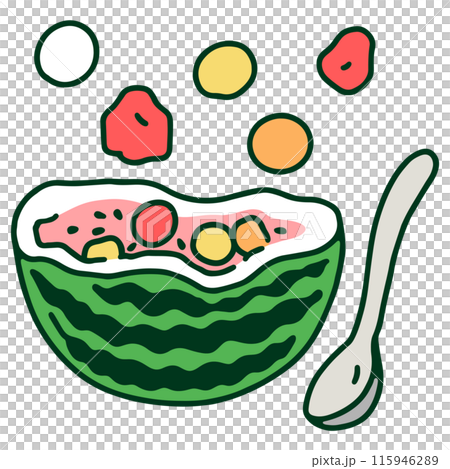 西瓜のフルーツポーチのカラーイラスト 115946289
