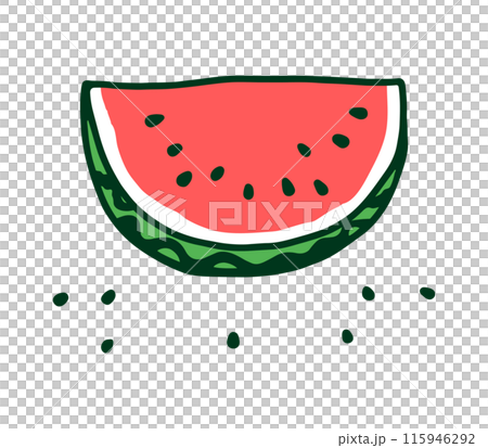 Color illustration of a watermelon cut into half moons 115946292