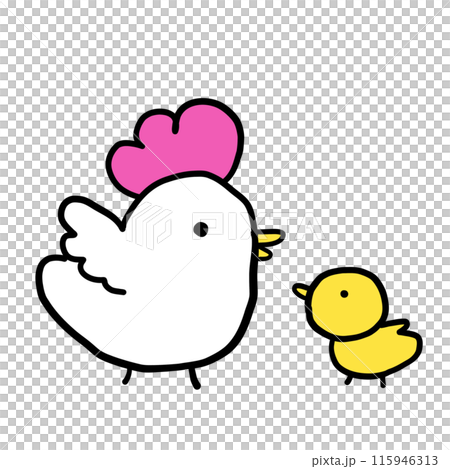 雞和小雞父母和孩子 115946313