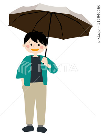 日傘を差す男性のベクターイラスト 115946566