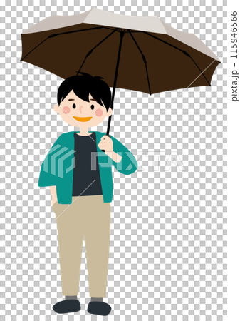 日傘を差す男性のベクターイラスト 115946566