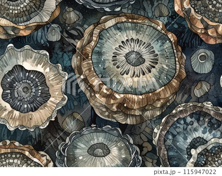 カラフルな貝殻のパターン カラフルな貝殻のパターン 115947022