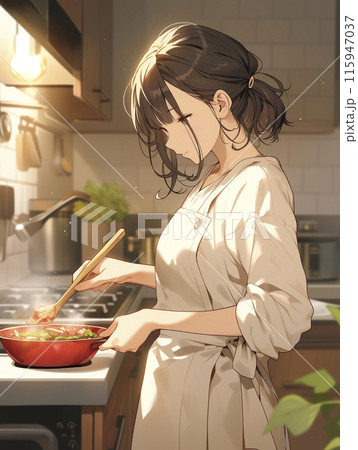 料理をする女性シェフ 115947037