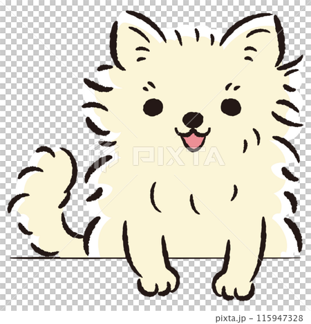 Hand-drawn illustration of a dog peeking out 115947328