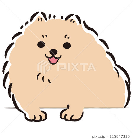 ひょこっと覗いている犬の手描きイラスト ひょこっと覗いている犬の手描きイラスト 115947330