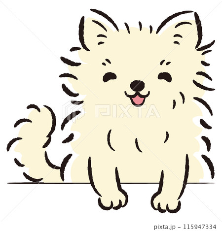 ひょこっと覗いている犬の手描きイラスト ひょこっと覗いている犬の手描きイラスト 115947334