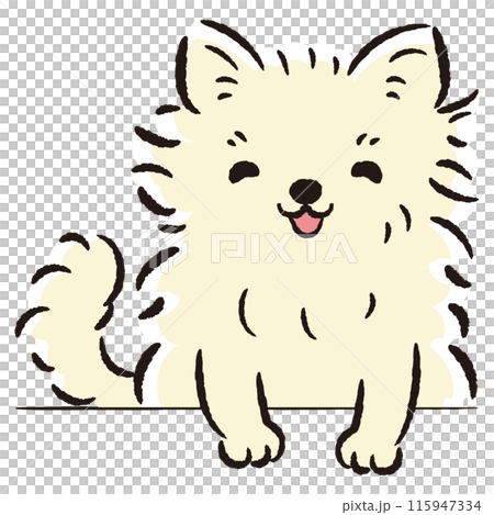 ひょこっと覗いている犬の手描きイラスト ひょこっと覗いている犬の手描きイラスト 115947334