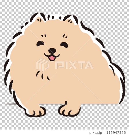 ひょこっと覗いている犬の手描きイラスト 115947336