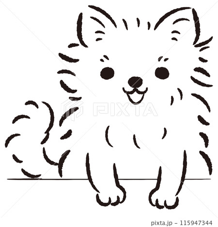 ひょこっと覗いている犬の手描きイラスト ひょこっと覗いている犬の手描きイラスト 115947344