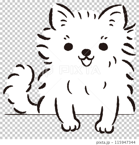 ひょこっと覗いている犬の手描きイラスト ひょこっと覗いている犬の手描きイラスト 115947344