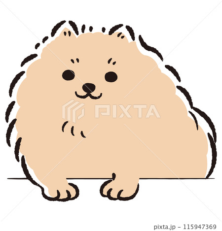 ひょこっと覗いている犬の手描きイラスト 115947369