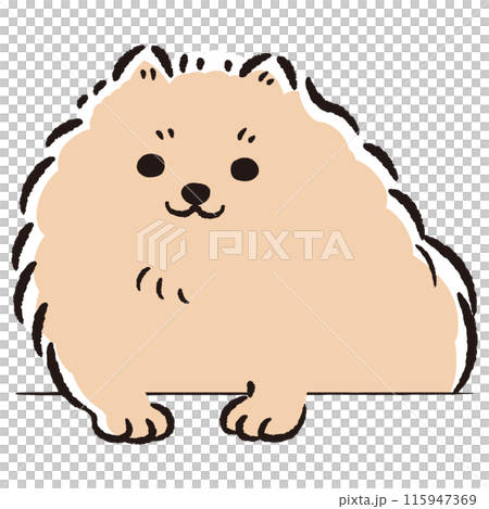 ひょこっと覗いている犬の手描きイラスト 115947369