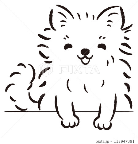 ひょこっと覗いている犬の手描きイラスト ひょこっと覗いている犬の手描きイラスト 115947381