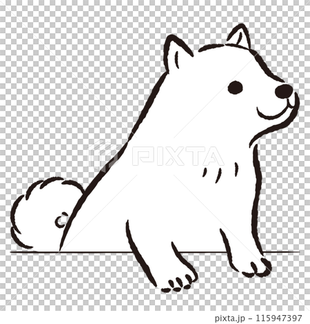 ひょこっと覗いている犬の手描きイラストのイラスト素材 [115947397