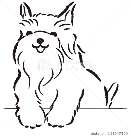 ひょこっと覗いている犬の手描きイラスト 115947399