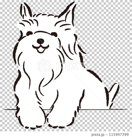 一隻狗向外張望的手繪插圖 115947399