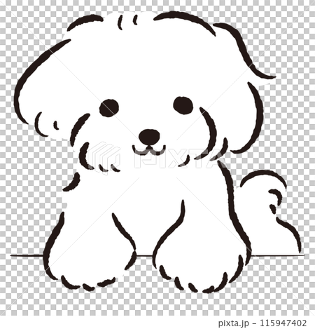 Hand-drawn illustration of a dog peeking out 115947402