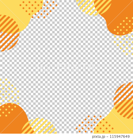 幾何学　抽象的　フレーム　シェイプと水玉　オレンジと黄色 115947649