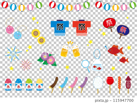 夏祭りのアイコンセット 115947700