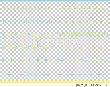 青と黄色の爽やかなライン、罫線のイラストセット 115947883