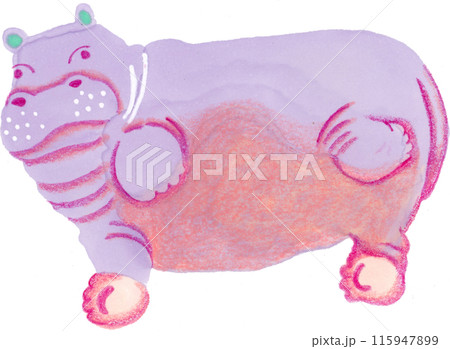 カバの手描き風イラスト カバの手描き風イラスト 115947899