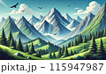雄大な山々と青空 115947987