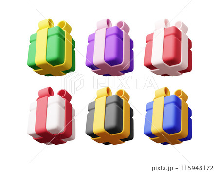 3D gift box set isolated. 3D gift box set isolated. 115948172