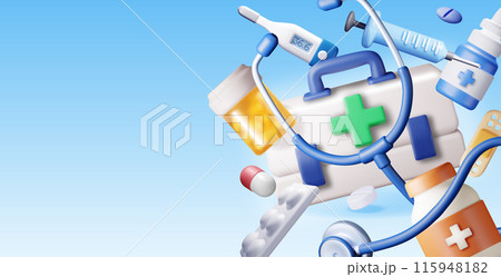 3d medicine icon set isolated 115948182