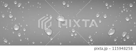 Rain water drops on grey glass surface. Rain water drops on grey glass surface. 115948258