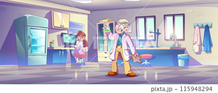 Science laboratory interior. Research room cartoon 115948294