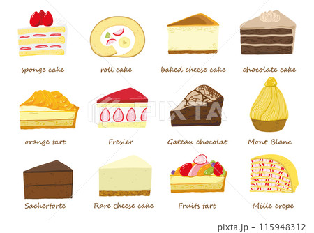 シンプルなケーキのイラストセット 115948312