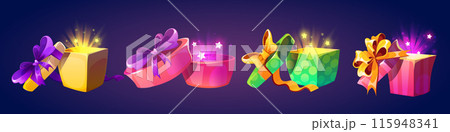 Surprise gift boxes set isolated on background 115948341
