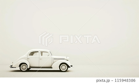 Timeless Minimalism: White Vintage Car. Generative AI	 115948386