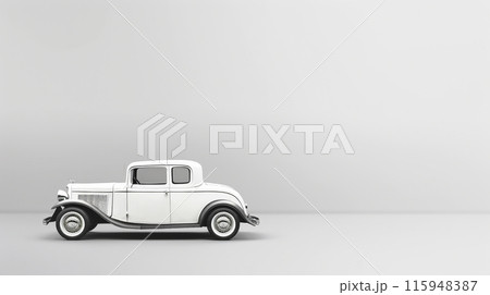 Timeless Minimalism: White Vintage Car. Generative AI	 115948387