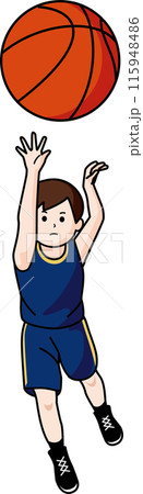 バスケでシュートする男の子 115948486