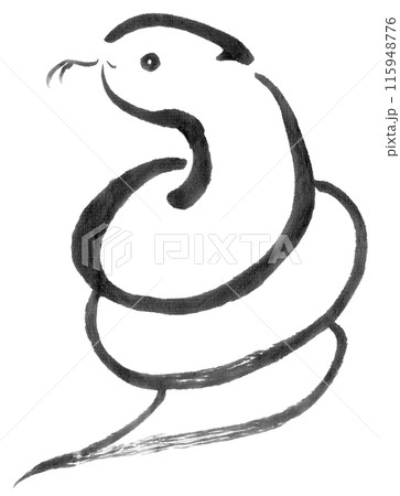筆描きの蛇（モノクロ） 115948776