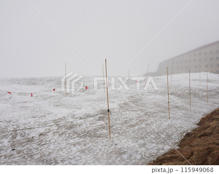 初夏の立山黒部アルペンルートの室堂の雪景色 115949068