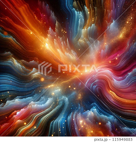 Vibrant cosmic scene swirling colors galaxy-like abstract celestial beauty dynamic energy interstellar mystery artistic expression universe exploration 115949883