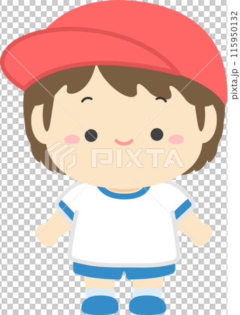 運動會插畫素材,穿著體操服的男孩紅色組02 運動會插畫素材,穿著體操服的男孩紅色組02 115950132