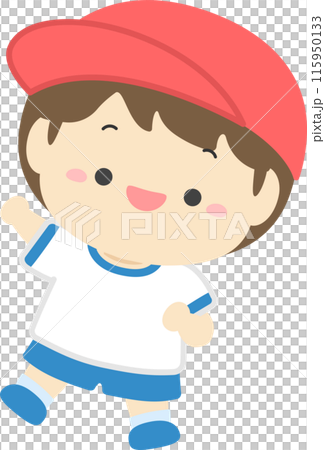 運動會插畫素材,穿著運動服的男孩紅組03 運動會插畫素材,穿著運動服的男孩紅組03 115950133