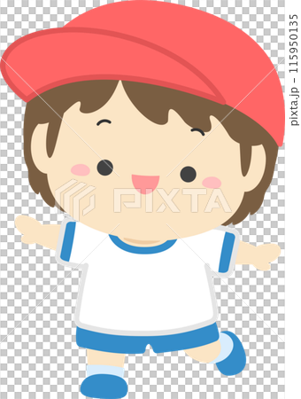 Sports day illustration material, boys in gym clothes, red team 05 Sports day illustration material, boys in gym clothes, red team 05 115950135
