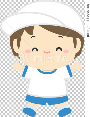 運動会イラスト素材、体操服の男の子白組02 運動会イラスト素材、体操服の男の子白組02 115950160