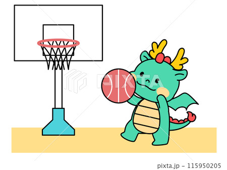 Dragon Character Playing Basketball Dragon Character Playing Basketball 115950205