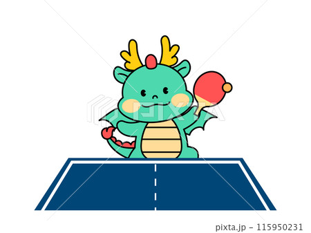 Dragon Character Playing Table Tennis (Ping Pong) Dragon Character Playing Table Tennis (Ping Pong) 115950231