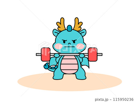 Dragon Character lifting weights. Weightlifting 115950236